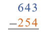Problema inicial: 643 menos 254