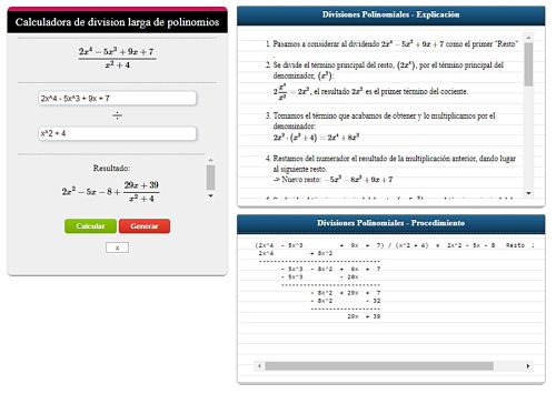Calculadora de division de polinomios paso a paso - divisiones polinomiales
