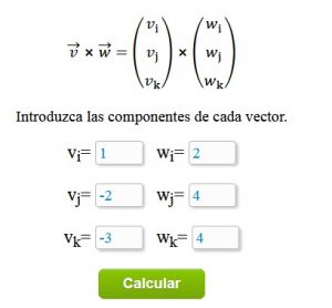 Calculadora de producto vectorial online - producto cruz de dos vectores