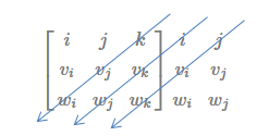 paso 3 metodo diagonales - producto cruz - producto vectorial