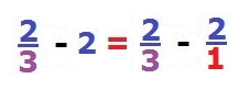 resta de fracciones con numeros enteros