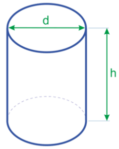 Volumen de un cilindro recto a partir de su diámetro y altura