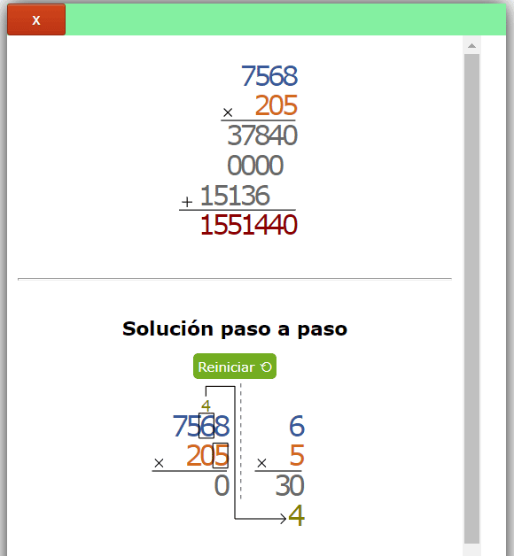 Multiplicación larga