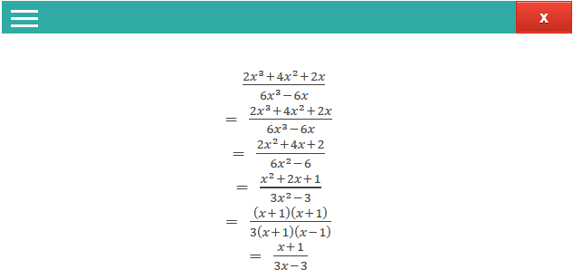 Ejemplo de cómo simplificar fracciones algebraicas