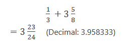Ejemplo de operaciones con fracciones