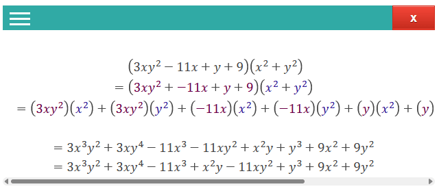 ejemplo de multiplicación de polinomios
