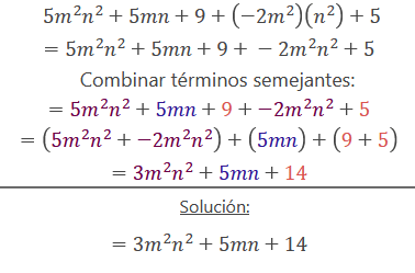 ejemplo de suma y resta de polinomios